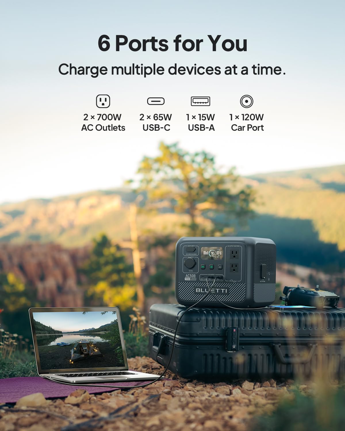 BLUETTI AC50B Portable Power Station – 448Wh Solar Generator