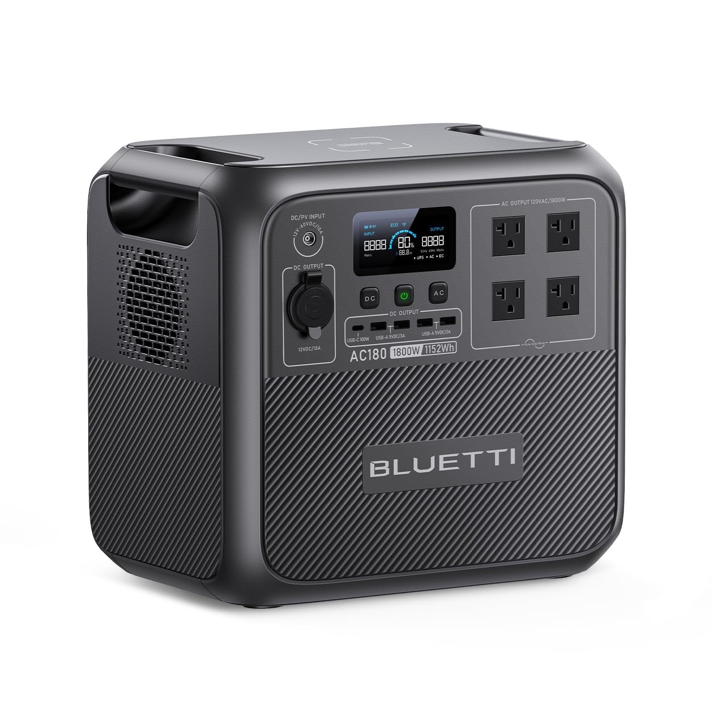 BLUETTI AC180 Portable Power Station – 1152Wh Solar Generator