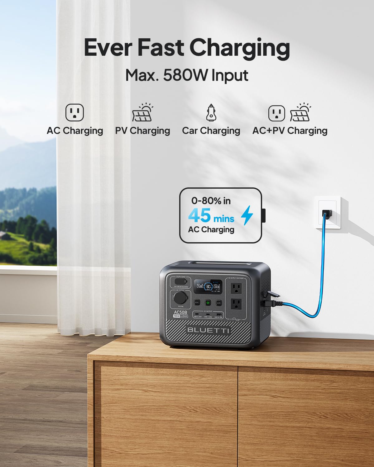 BLUETTI AC50B Portable Power Station – 448Wh Solar Generator