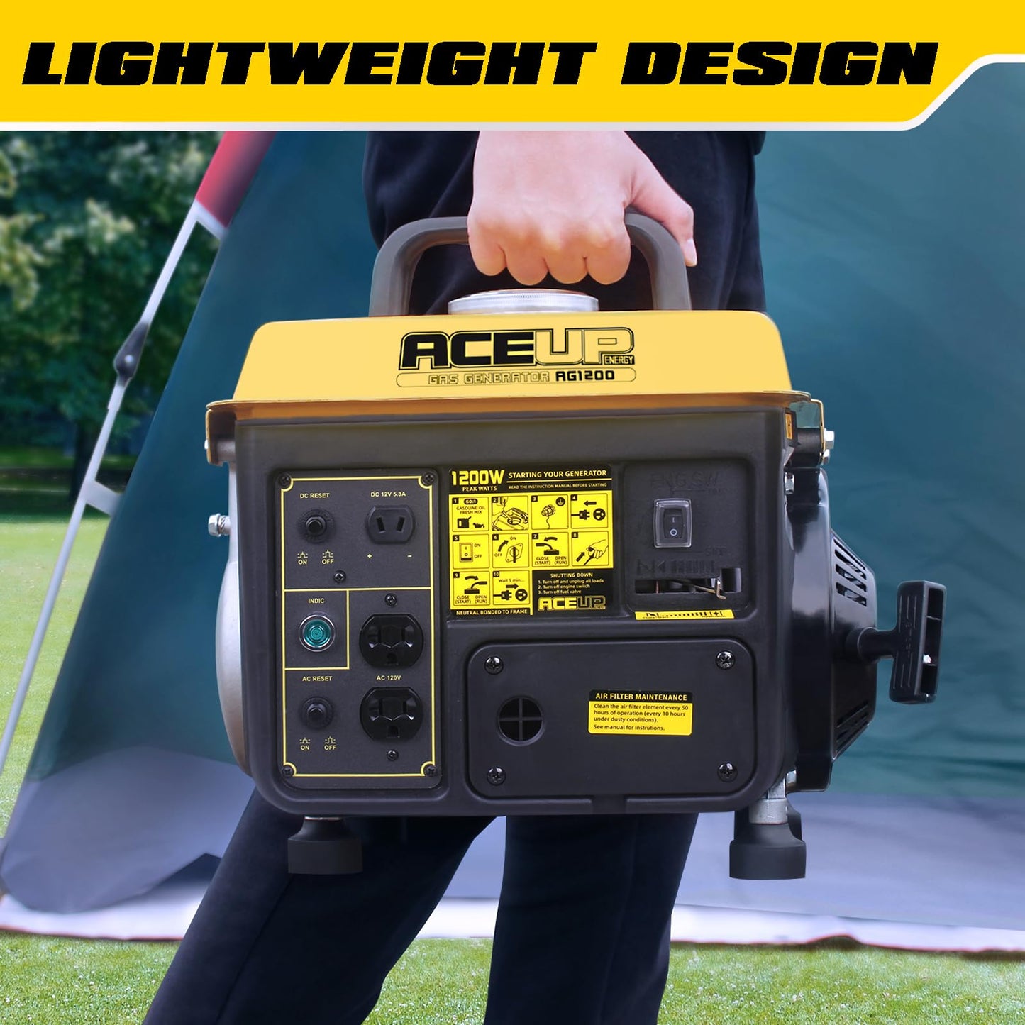 Aceup Energy 1200W Gas Powered Portable Generator – Ultralight