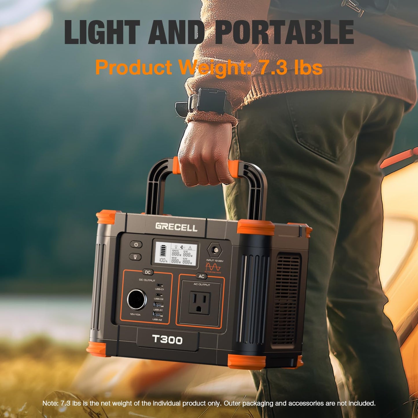 GRECELL 300W Portable Power Station – 230Wh Solar Generator