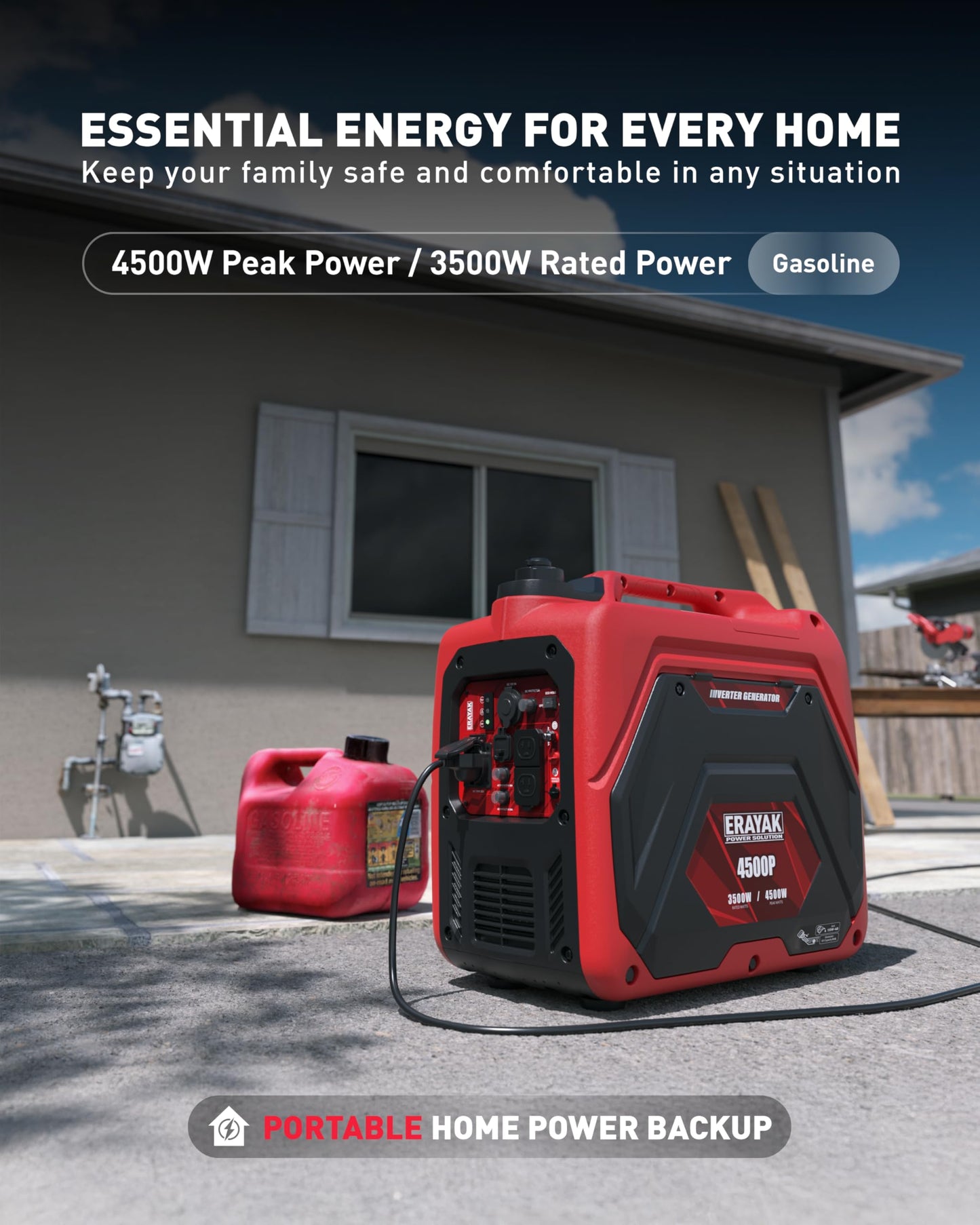 ERAYAK 4500W Portable Inverter Generator – Quiet Gas Powered