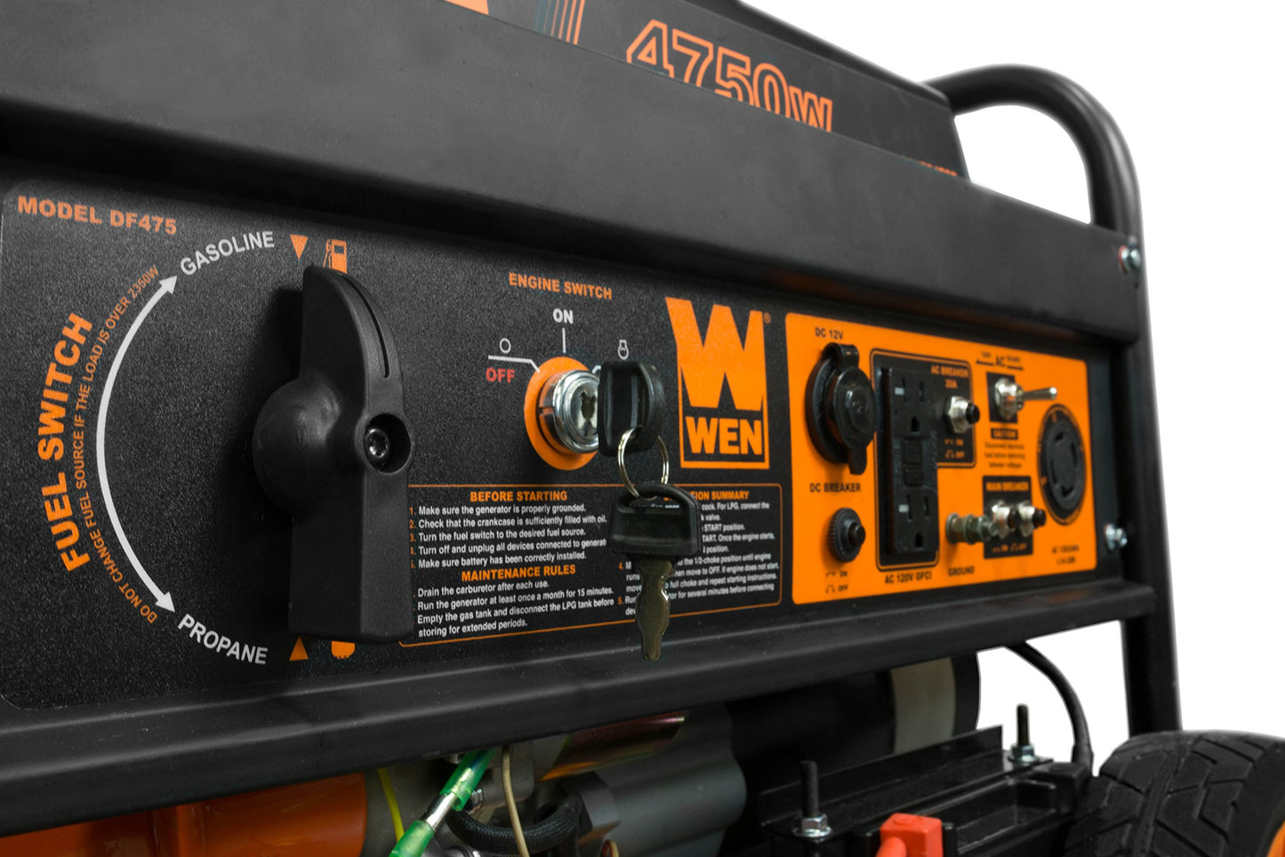 WEN DF475T 4750W Dual Fuel Portable Generator with Electric Start