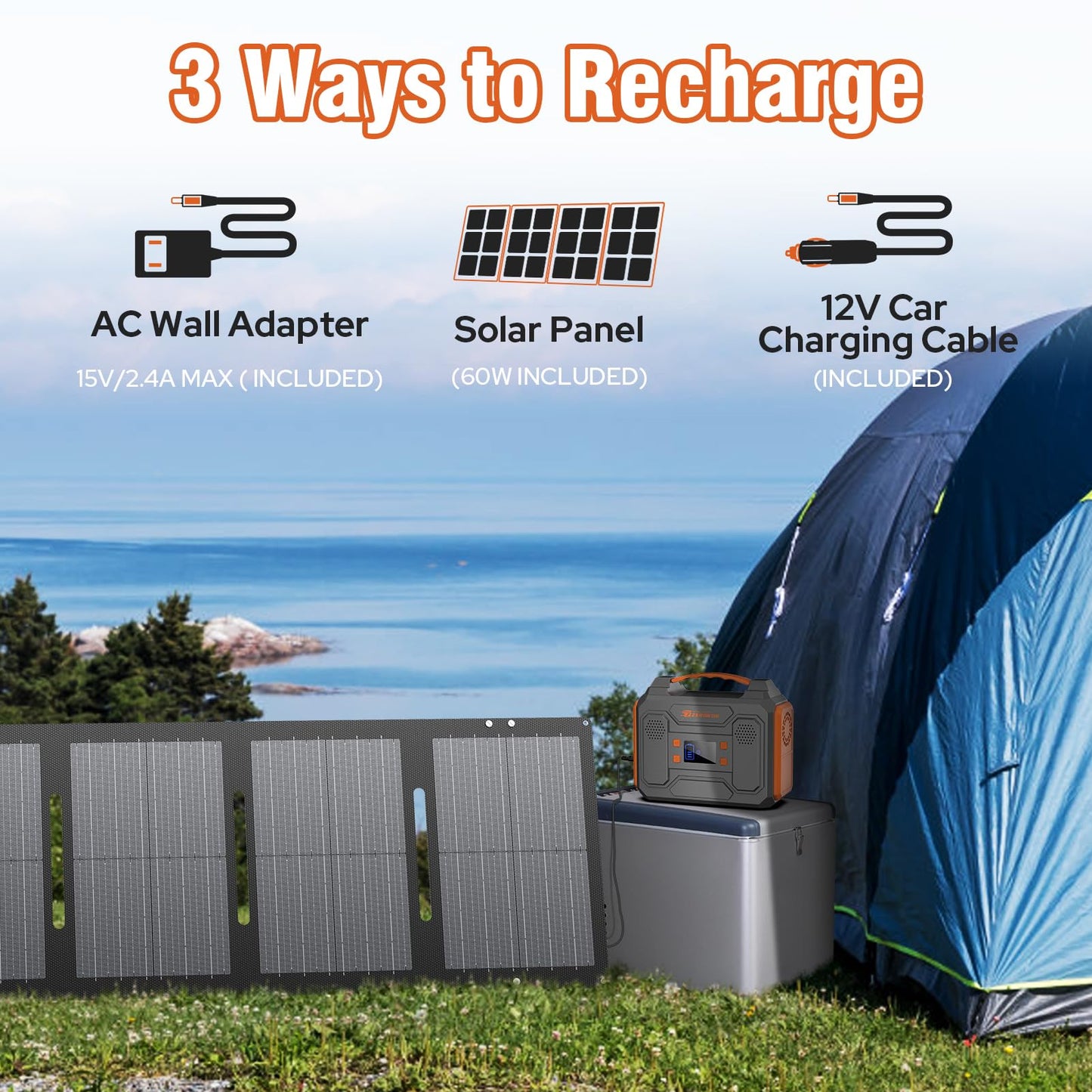 Portable Solar Generator Kit – 300W Power Station with 60W Panel