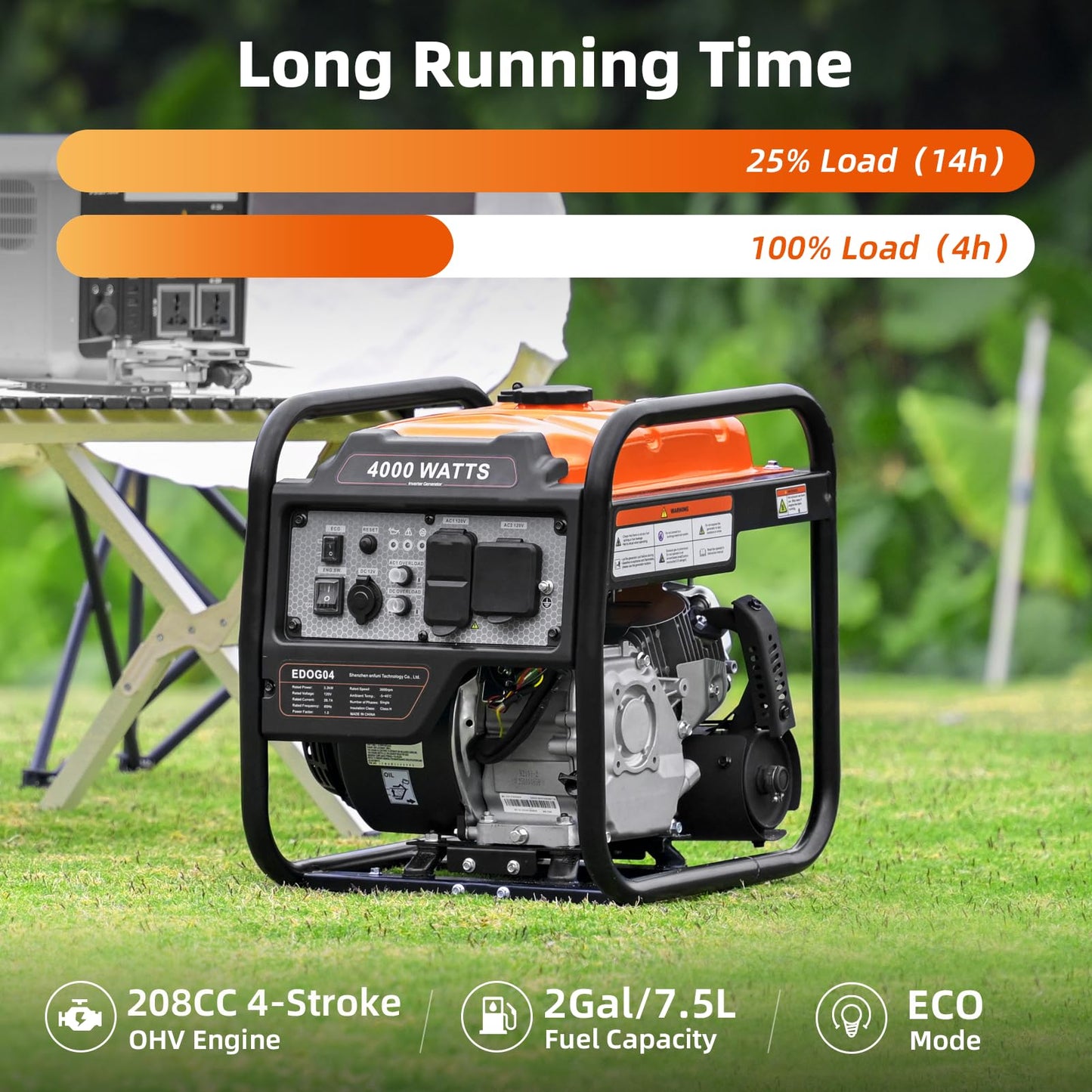 Oxseryn 4000W Gas Powered Portable Inverter Generator with ECO Mode
