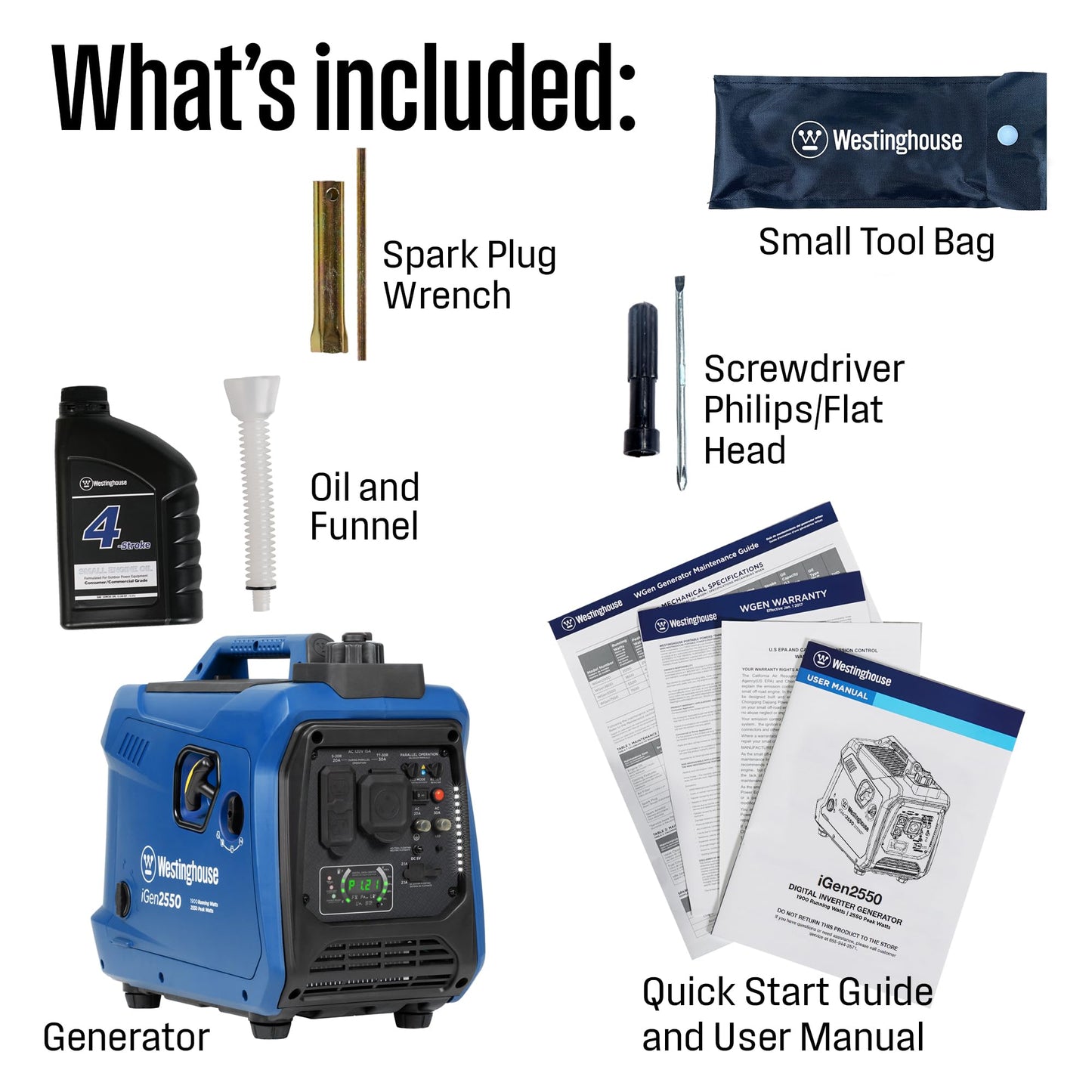 Westinghouse 2550W Quiet Lightweight Portable Inverter Generator