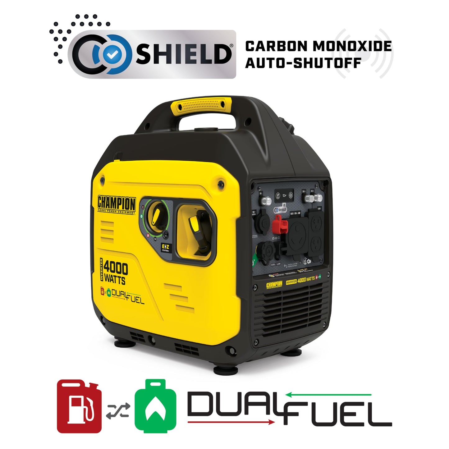 Champion 4000W Dual Fuel Portable Inverter Generator with CO Shield