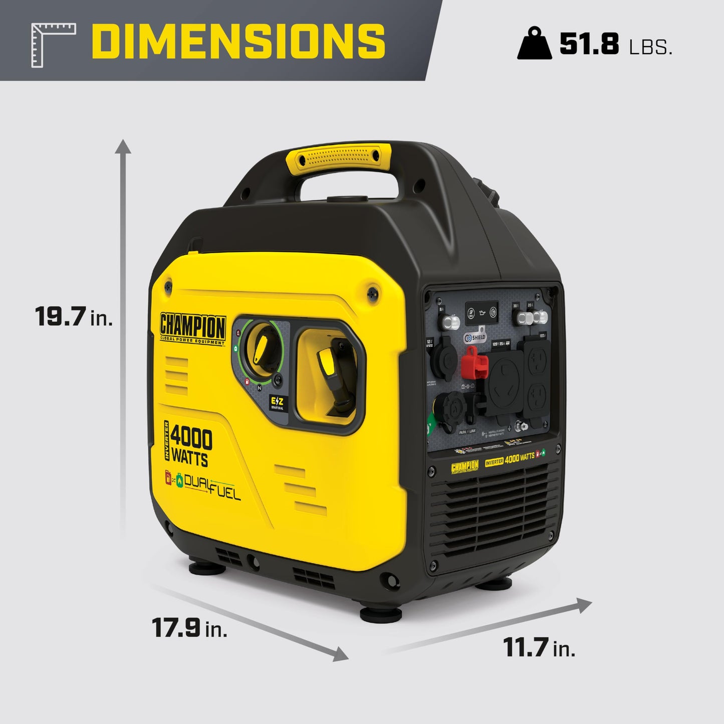 Champion 4000W Dual Fuel Portable Inverter Generator with CO Shield