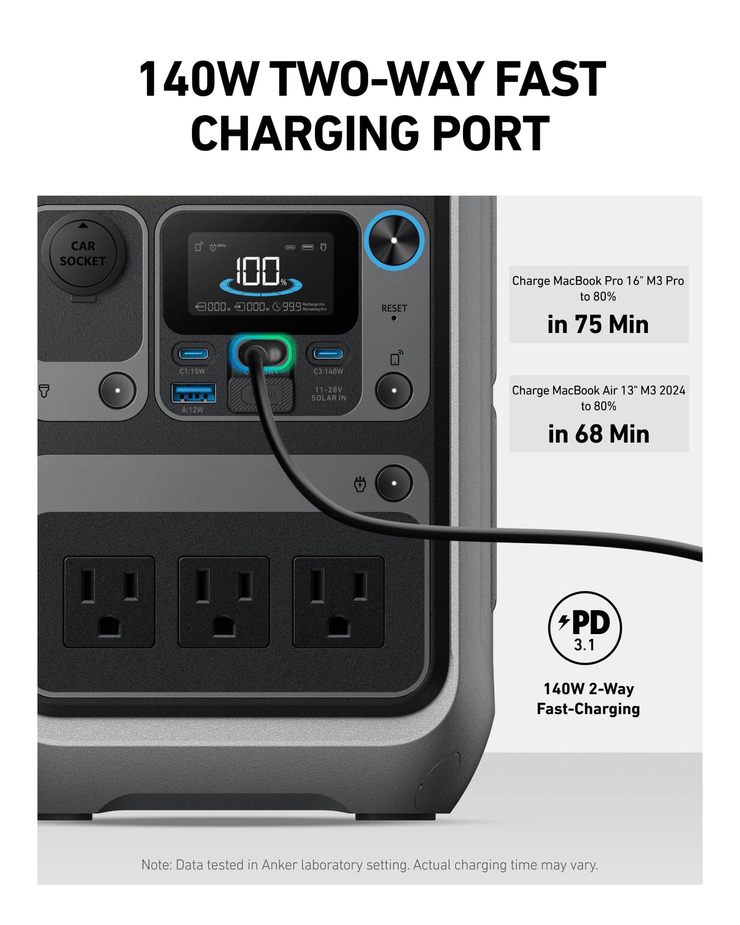 Anker SOLIX C300 Portable Power Station – 288Wh Solar Generator