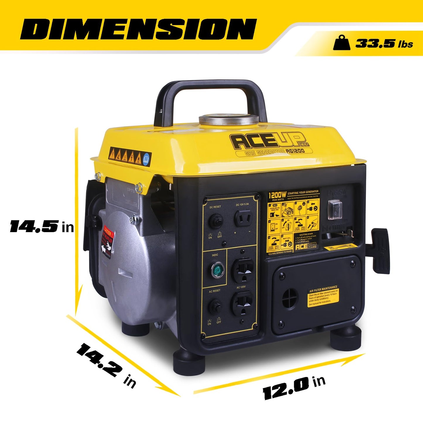 Aceup Energy 1200W Gas Powered Portable Generator – Ultralight